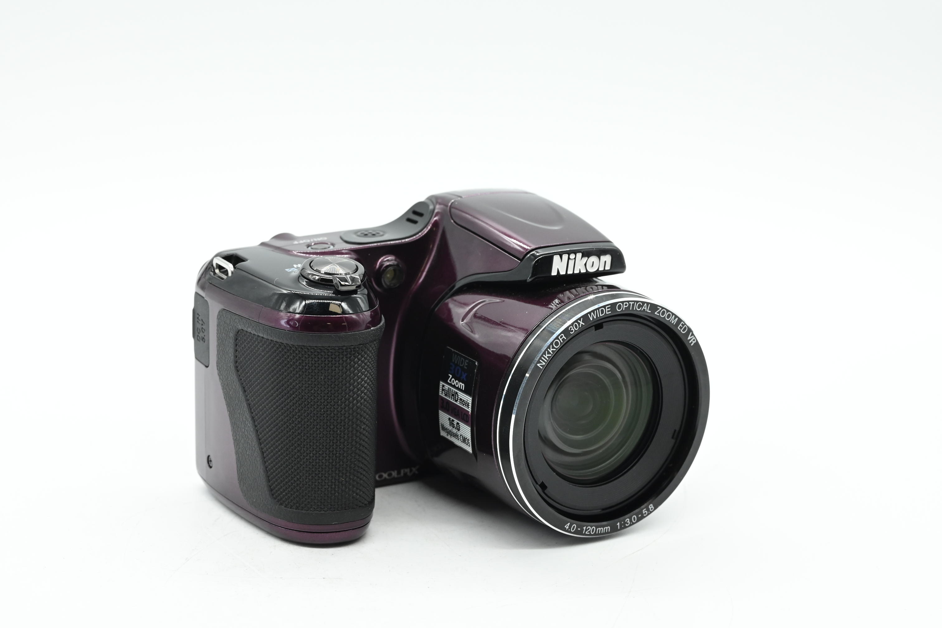 Used Nikon Coolpix L820 16MP Digital Camera w/30x Zoom Plum Parts