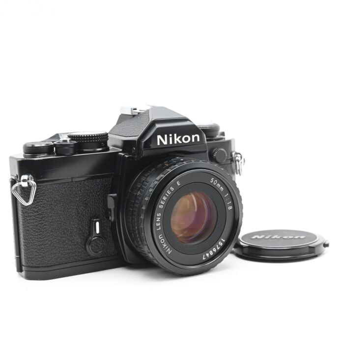 Nikon FE black + AI 50mm F⁄2 Nikkor lens, boxed