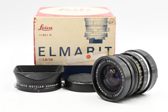 Leica M 11801R 28mm f2.8 Elmarit 1st Version Lens w/ 12501 Hood & Box