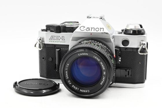 Canon AE-1 Program SLR Film Camera Kit w/ 50mm f1.4 Lens