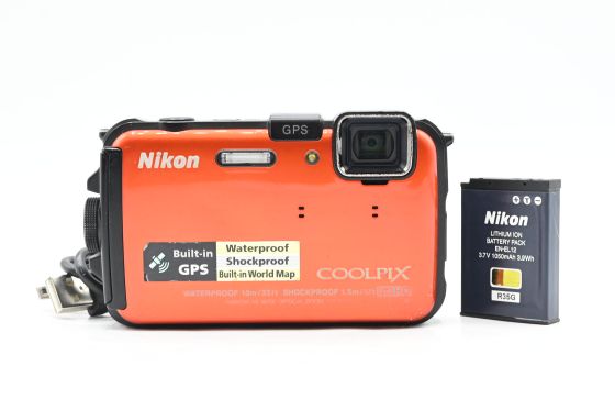 Nikon Coolpix AW100 16MP Digital Camera w/5x Zoom Orange
