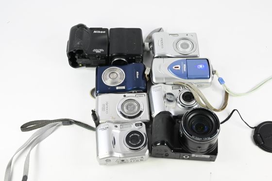 Lot of Nikon Coolpix P&S Digital Cameras. Untested, for Parts Repair.