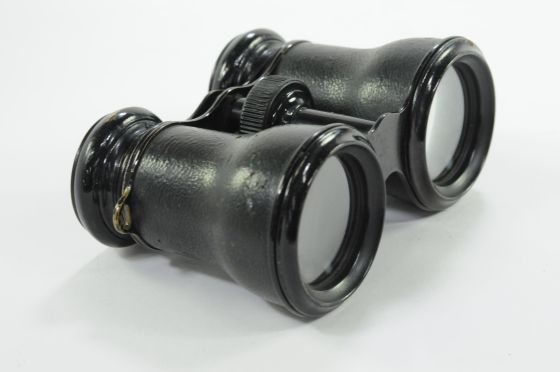 Antique Marchand Paris Opera Binoculars Glasses Black Leather
