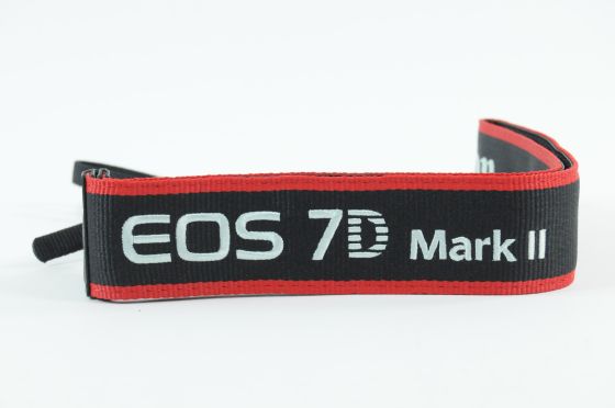 Canon Neck Strap EOS 7D Mark II 1.5" Wide Black/Red Edge Stitch Silver