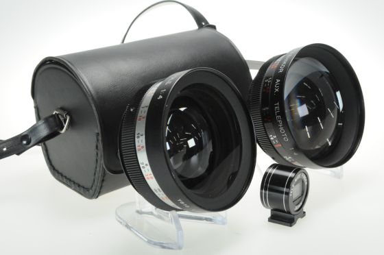 Yashica Yashikor Telephoto & Wide Angle f4 Auxiliary Lenses w/ Viewfinder