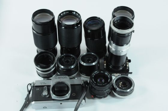 Lot of  "For Canon" FD Mount Manual Focus Lenses As-is, for parts or repair
