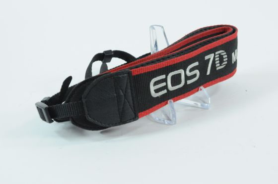 Canon Neck Strap EOS 7D Mark II 1.5" Wide Black/Red Edge Stitch Silver