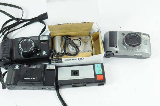 Lot of Minolta Film Point & Shoot Cameras - "As-is" For Parts & Repair