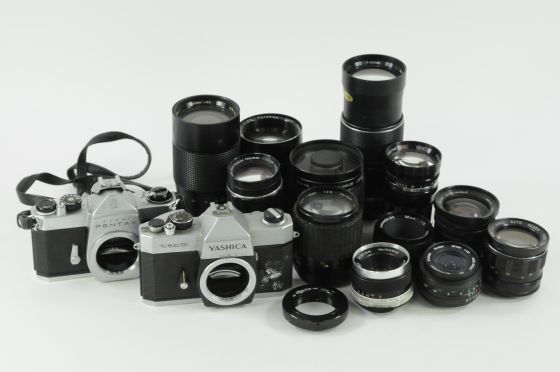 Lot of for Pentax Screw Mount Bodies & Lenses for Parts or Repair