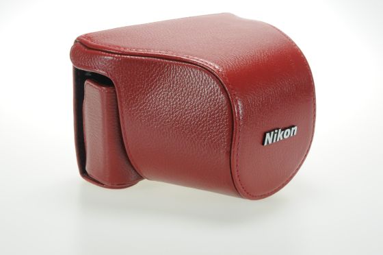 Nikon CB-N2000 and CF-N2000  Red Leather Body Case for Nikon 1 J1 Nikkor
