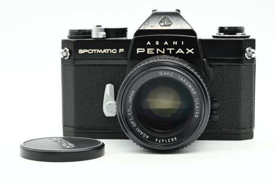 Pentax Spotmatic F Black SLR Film Camera Kit w/ 50mm f1.4 M42 Lens