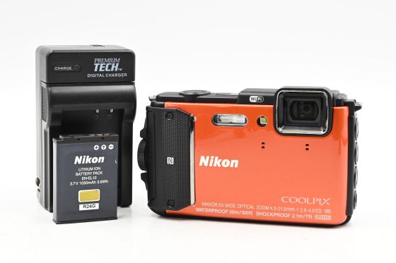 Nikon Coolpix AW130 16MP Waterproof Digital Camera w/5x Zoom Orange