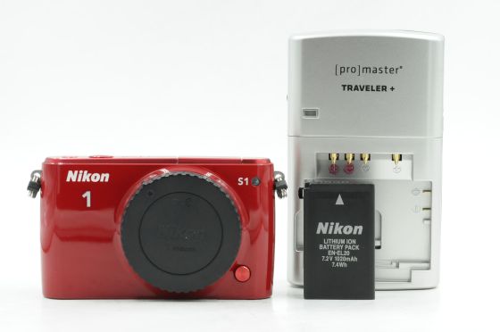 Nikon 1 S1 10.1MP Mirrorless Digital Camera Red